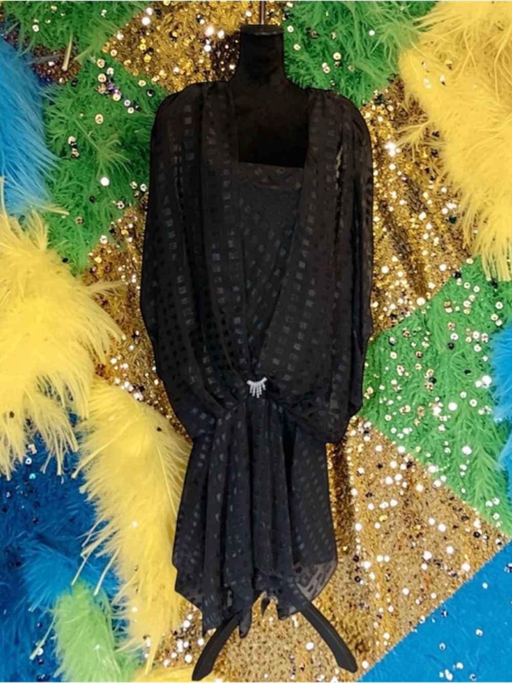 Vintage Stylar Drop Waist Rhinestone Detail Dress